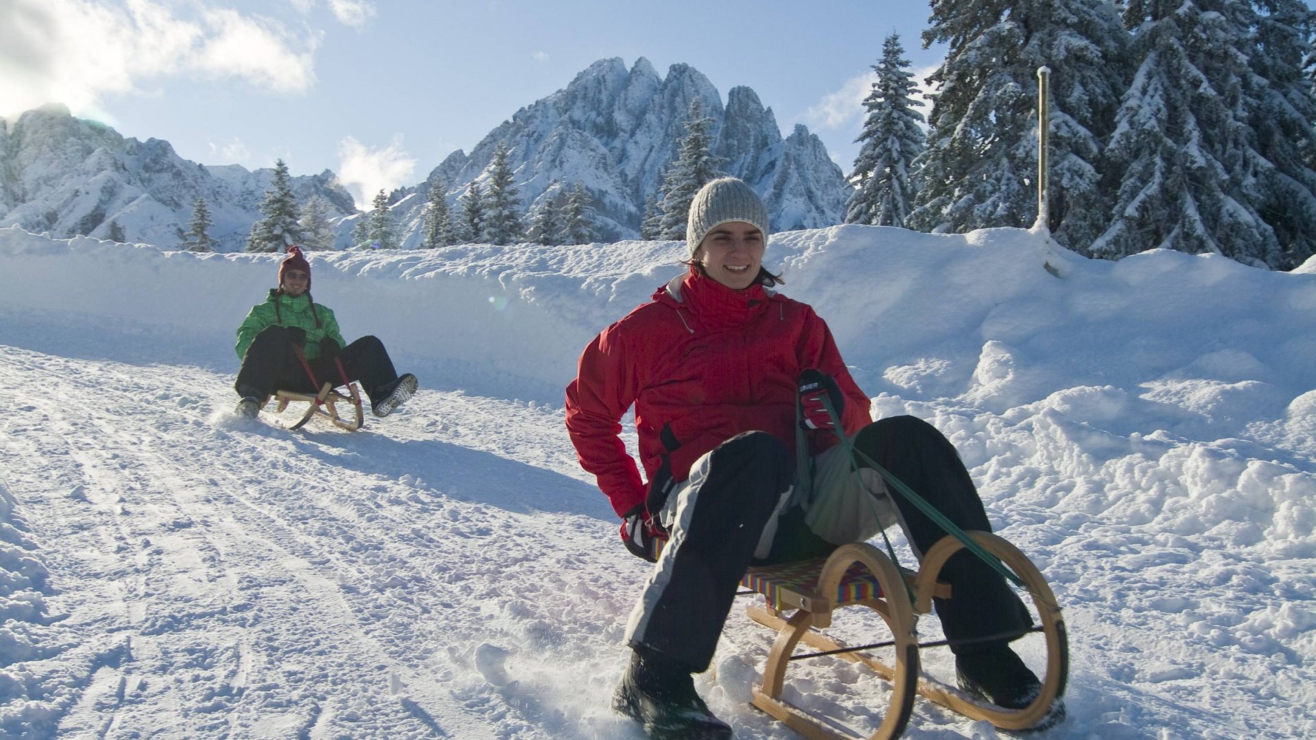 Slittino in Austria. Divertimento in formato famiglia.